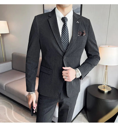 Terno Masculino Casual de Escritório Noivo Casamento Blazer Calça Social