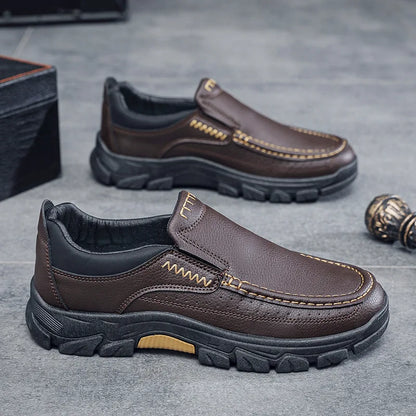 New Spring  Autumn Men's Casual Shoes British Middle aged Dad Shoes Fashion Business Leather Shoes