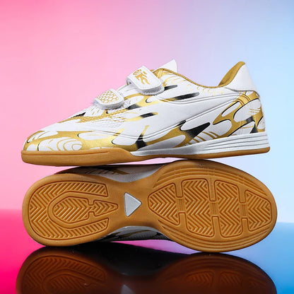 Soccer Shoes with Patent Leather Upper for Kids, Multicolor TF Training Styles
