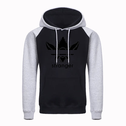 Funny Stranger Floral Pattern Printed Hoodies Mens Letter Style Streetwear Fashion Loose Street Hoody Fleece Pullover Men Hoodie