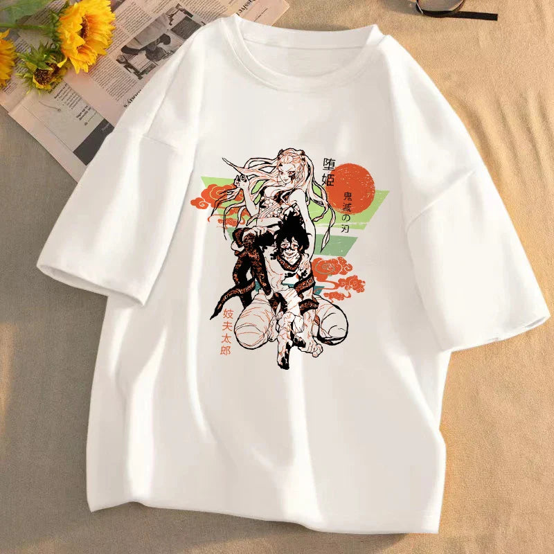 Demon Slayer Anime T-Shirt Kimetsu No Yaiba Unisex Graphic Tee Summer Short Sleeve Casual Cartoon Top Streetwear Anime Gift