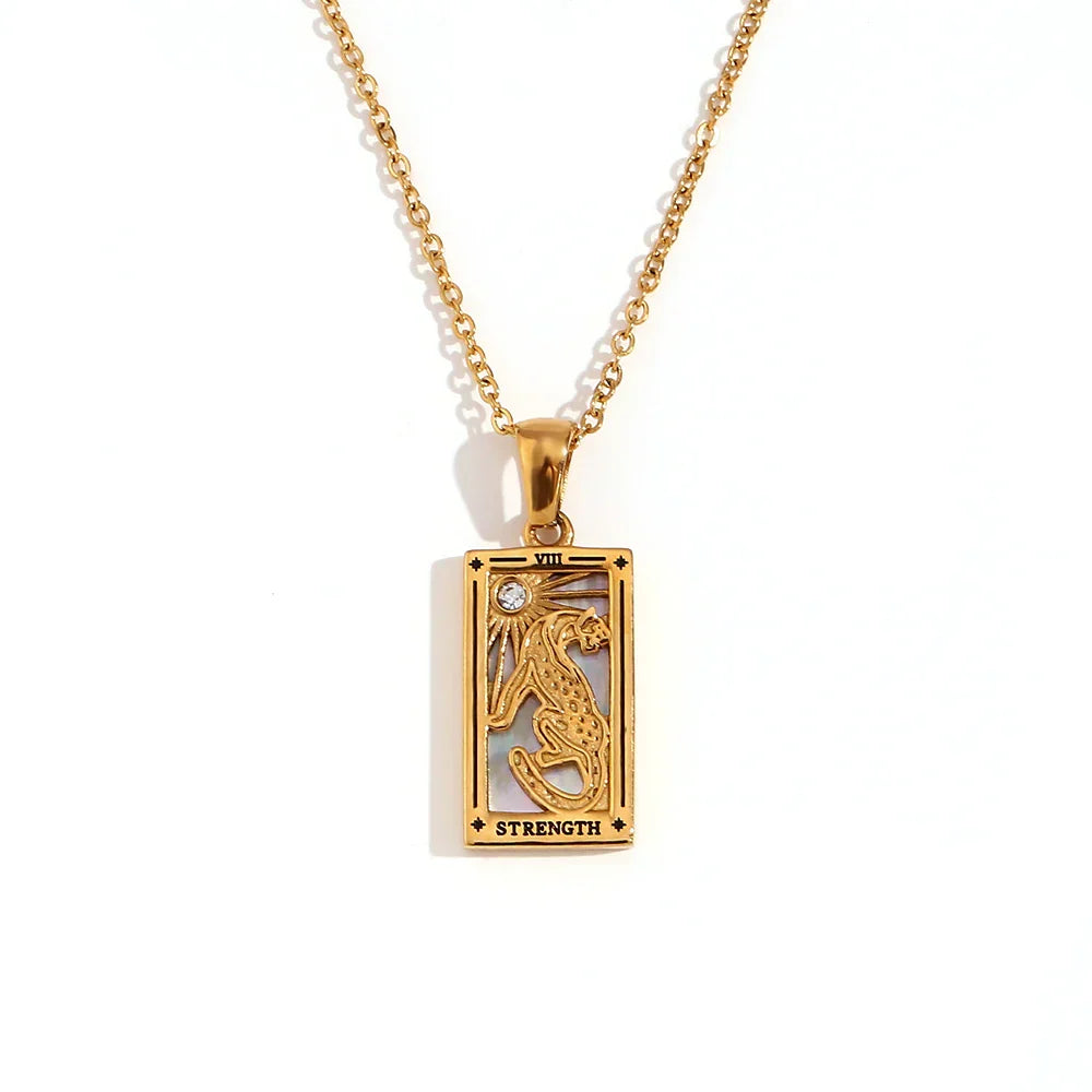 Original New Tarot Queen Lover Magician Moon Necklace Tarnish Free Stainless Steel Jewelry 18K Gold Plated Decoration