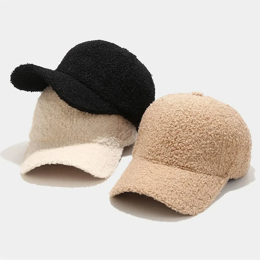 Baseball Cap New Winter Windproof Lamb Wool Caps Warm Caps Women Men Plush Simple Hat Casual Comfortable Outdoor Hats