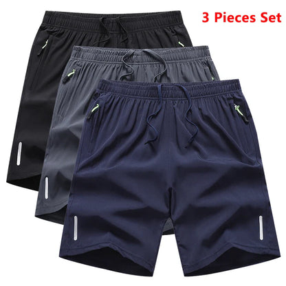 3 Pieces Gym Sports Shorts Men Quick Dry Workout Running Training Fitness Jogging Short Pants Man Summer Board Shorts Breathable