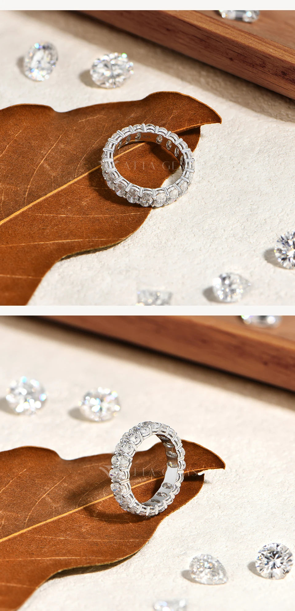 3*5mm Oval Cut Full Moissanite Eternity Rings for Women Men S925 Sterling Silver Jewelry Elegant Stackable Wedding Ring