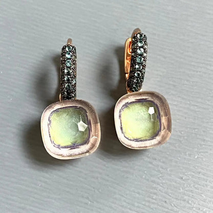 Classic Nudo Earrings Inlay Blue Topaz Zircon With Black Gun Plated Brown Crystal Earrings Fashion Jewelry Gift For Women