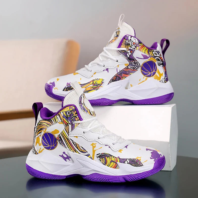 Children's basketball shoes non-slip breathable basketball training shoes with boys and girls basketball shoes sneakers 31-39