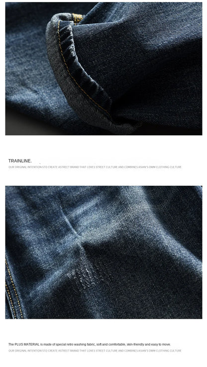 Spring New Cargo Vintage Straight Jeans for Men Clothing Soft Cotton Casual Streetwear Men Pants AG7116