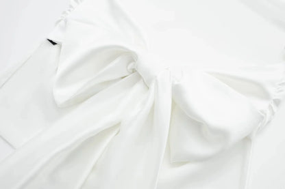 Women Summer Back Bow Solid Satin Backless Sling Crop Top Chic Female Sexy Clothing Streetwear Camis Mujer 2024 Fashion