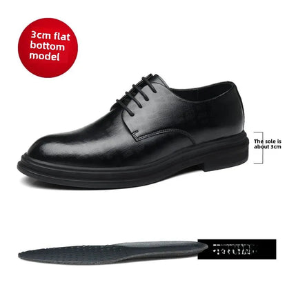Men's Business Formal Shoes with Laces Hollow out Design 8cm Heightening Low Cut Casual Shoes Rubber Bottom Adult Size