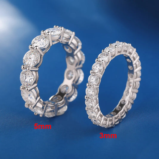 5mm D Color Moissanite Row Ring 925 Sterling Silver Diamond Wedding Band Rings For Women Certified Fine Jewelry Gift Houtros