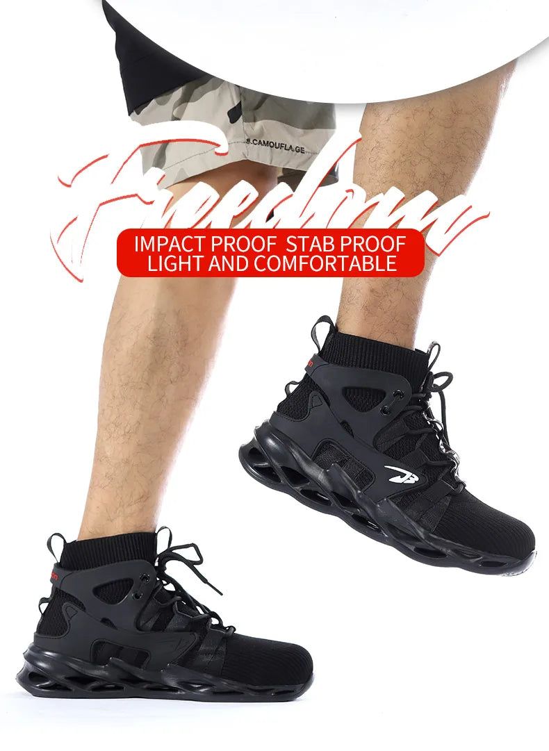 New Breathable Men Boots Anti-smash Work Sneakers Safety Shoes With Steel Toe Cap Indestructible Work Boots Hiking Shoes