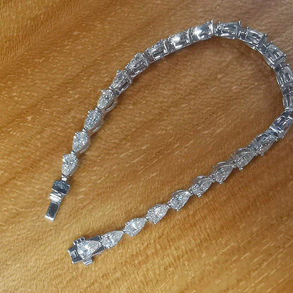 3*5mm Pear Cut Moissanite Diamond Tennis Bracelets with Cetficates 925 Sterling Silver Teardrop Shape Bracelet for Women Men