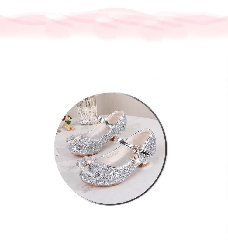 Baby Girls Princess Shoes Party Butterfly Crystal High Heels Sandal Children Dance Glitter Diamond Shoe Kids Walk Show Shoes