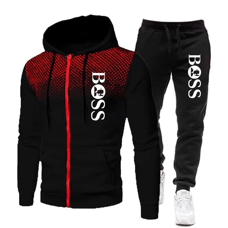 2026 New Spring and Autumn Men's Leisure Fitness Basketball Two Piece Set Fashion Outdoor Leisure Hoodie Set