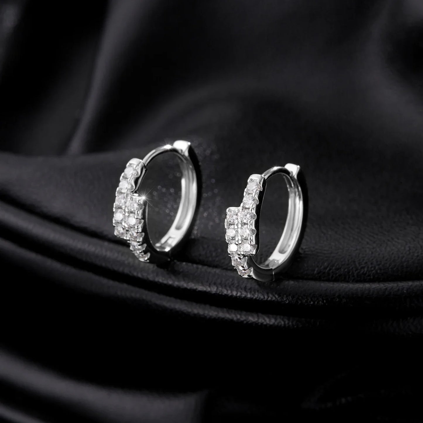 D Color Moissanite Simple Earrings 925 Sterling Silver Exquisite Double Row Hoop Earrings For Women Fine Jewelry Gifts