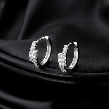 D Color Moissanite Simple Earrings 925 Sterling Silver Exquisite Double Row Hoop Earrings For Women Fine Jewelry Gifts
