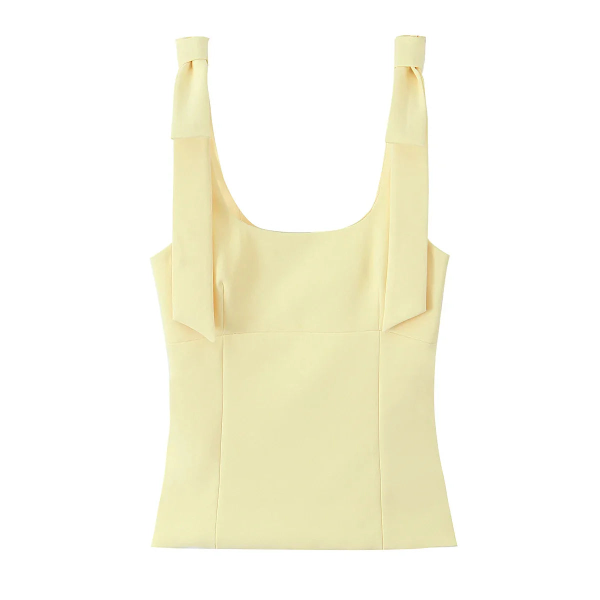 Sexy Chic Yellow Bow Tops Women Zipper Tie Up Slim Short Cami Tops Women Fashion 2025 Summer Elegant Y2K Girl Blouses