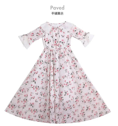Long Floral Princess Party Dress for Girls 5-16Y Summer Elegant Bohemian Chiffon Maxi Dresses Teenage Girl Holiday Clothes 13 14