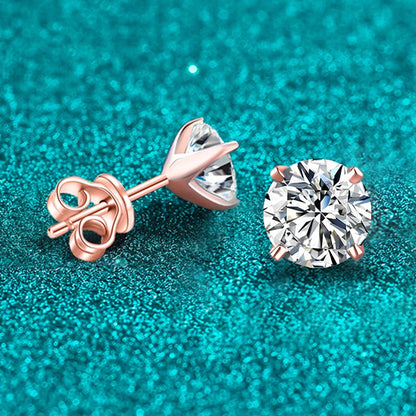 0.2ct 1ct 2ct Moissanite Stud Earrings For Women 925 Sterling Silver with Champagne Gold Plated Wedding Women's Earrings