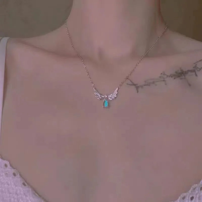 Heart Shape Pendant Necklaces Silver Color 5A Cubic Zirconia Minimalist Style Clavicle Chain Women And Girl Jewelry