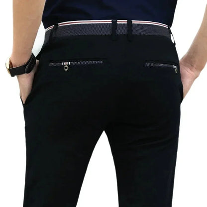 Men‘s Suit Pants Business Office Male Dress Pants Elastic Wrinkle Resistant Big Size Classic Casual Trousers Black Navy Blue