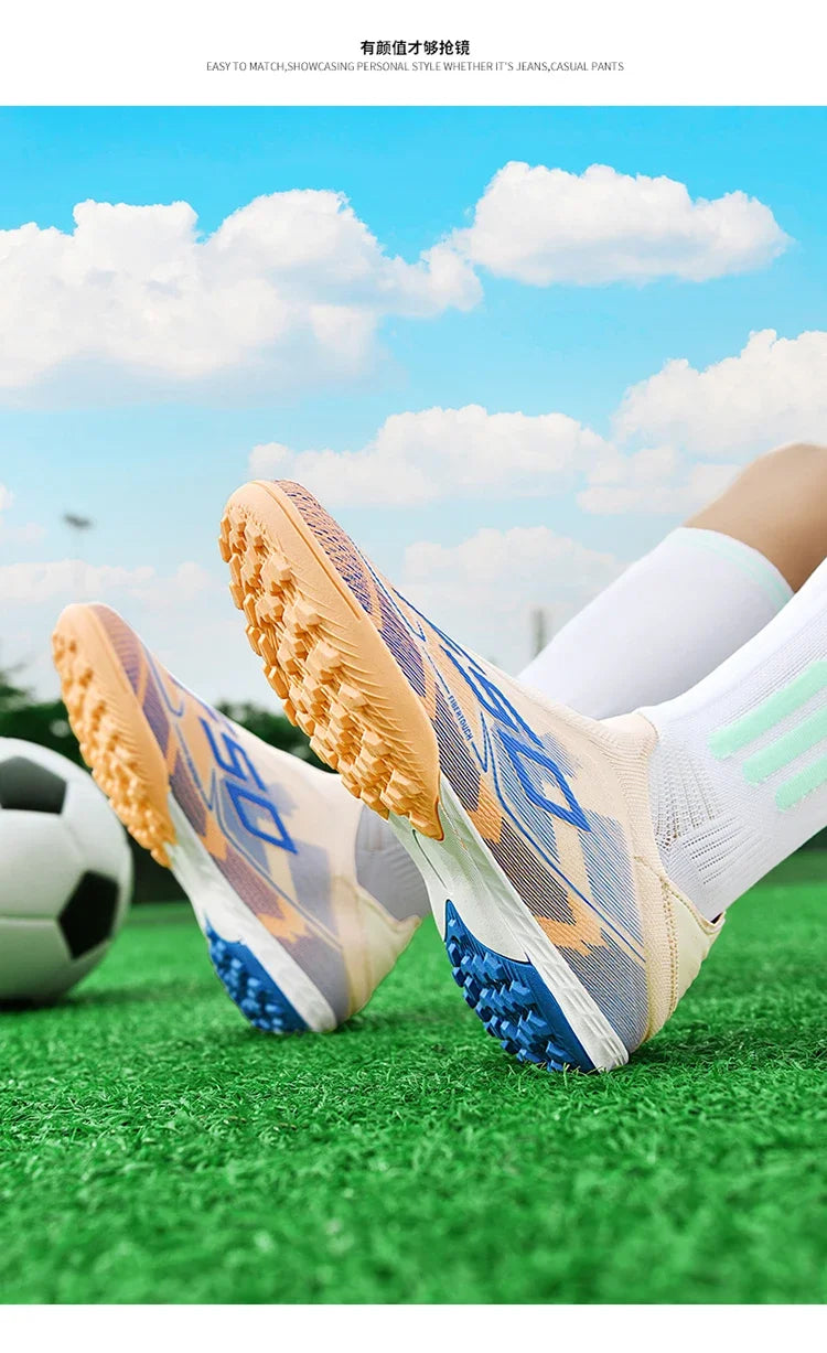 New Men Soccer Shoes Training TF/FG Outdoor Sport Football Boots Adult Long Spikes Non Slip Cleats Breathable Match Comfortable