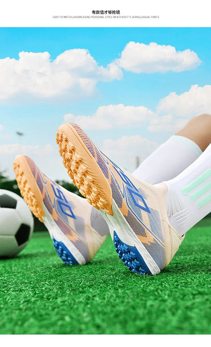 New Men Soccer Shoes Training TF/FG Outdoor Sport Football Boots Adult Long Spikes Non Slip Cleats Breathable Match Comfortable