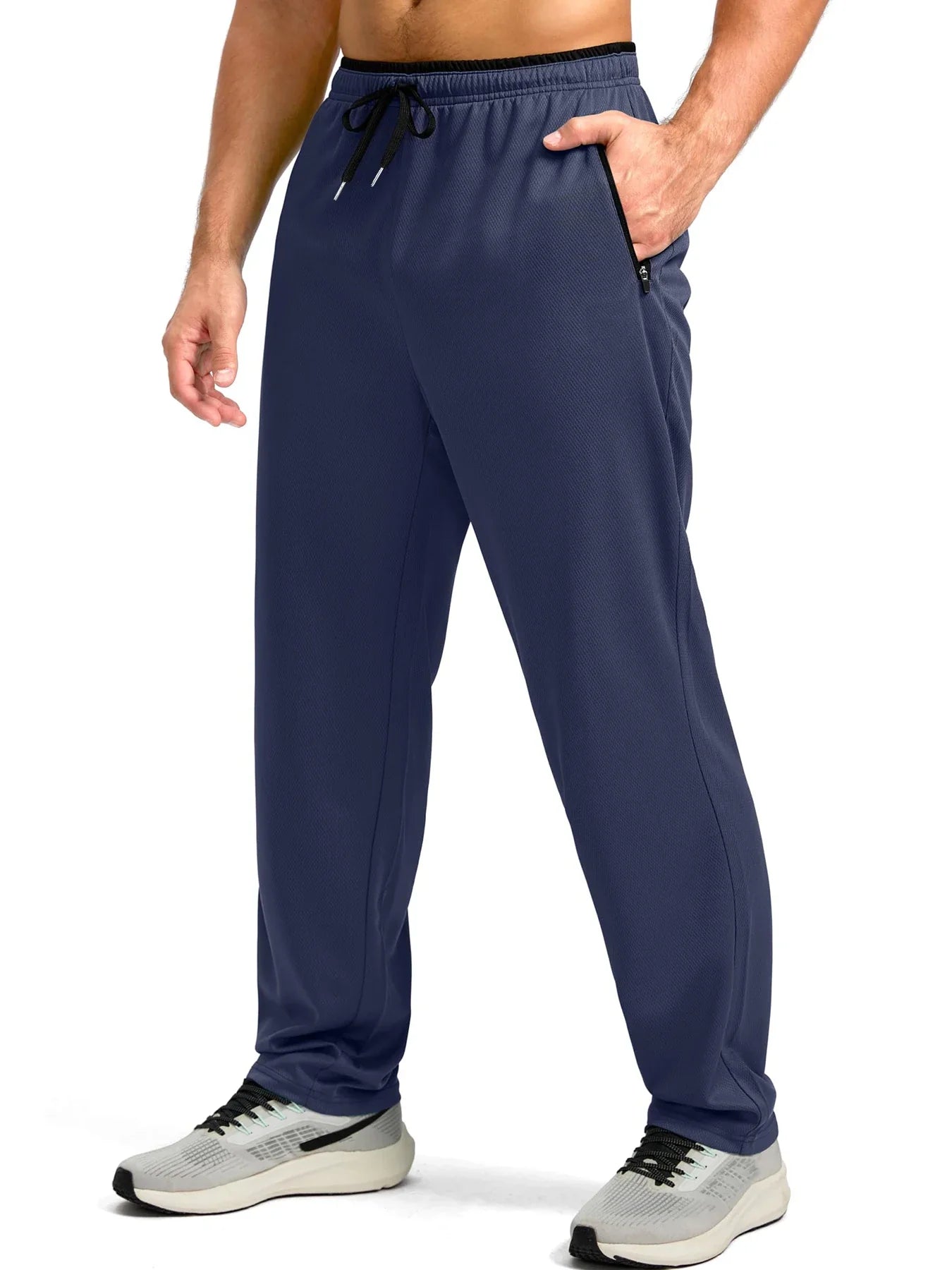 2025  Men's Comfort Sports Pants Solid Color Breathable Quick Drying Loose Fit Basketball Running Straight Leg Trousers