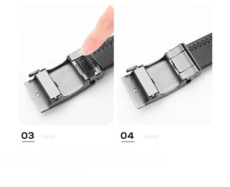 New Luxury Golden Watch Buckle Brown PU Leather Men Belt for Men Personality Designer Automatic Buckle Male Mens Belt