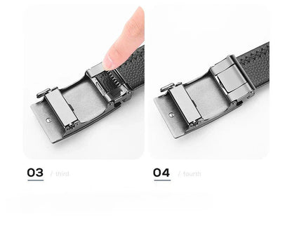 New Luxury Golden Watch Buckle Brown PU Leather Men Belt for Men Personality Designer Automatic Buckle Male Mens Belt