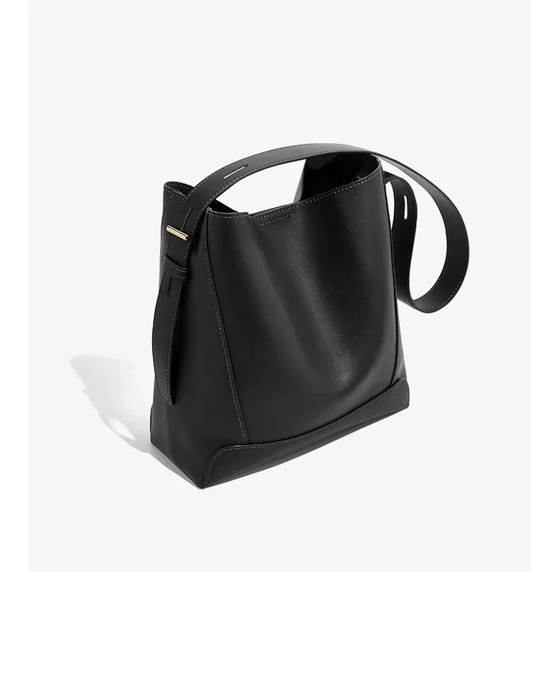 Lady Women Hobo Bucket Bag Split Leather Fashion Shoulder Bags Large Capacity Handbag Wide Adjustable Strap Female Bags