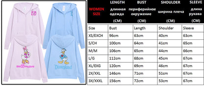 Donald Duck Letter Diamonds Fleece Sweatshirt Jacket Unisex Women Hooded Zip Up Jumper Tops