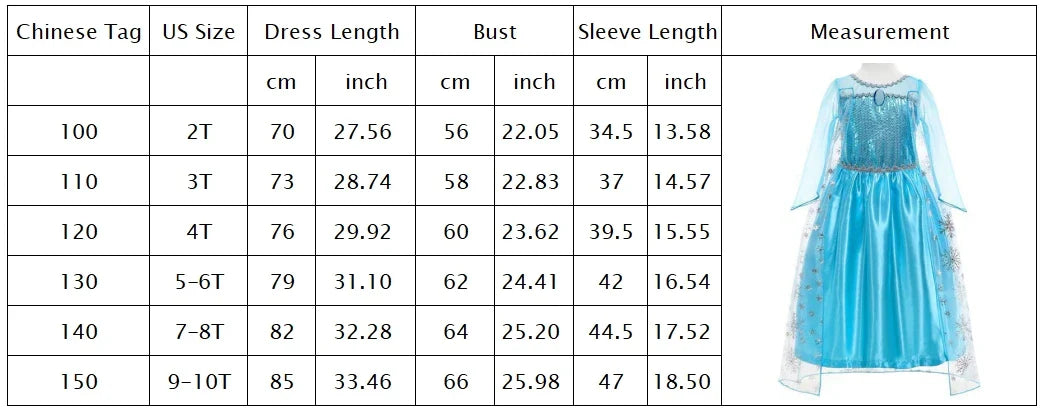 Snow Queen Princess Dress for Toddler Girl Elsa Festival Carnival Fancy Kid Birthday Party Clothing Lovely Halloween Cosplay