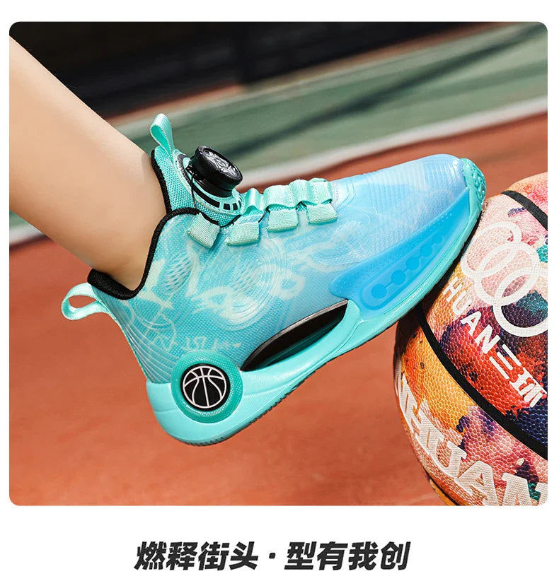 Kids Basketball Shoes Non-slip Breathable Basketball Training Sneakers Boys Girls Athletic Shoes Luminous Children Running Shoes