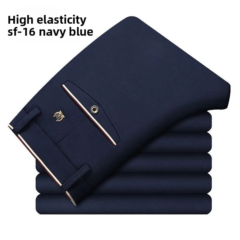 Slim Fit Mens Trousers 4-Way Stretch, Wrinkle Free Formal Office Pants, Breathable Thin Dress Pants for Business Travel Wedding