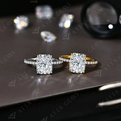 Radiant Cut 4CT Moissanite Ring for Women D Color S925 Sliver 18K Gold Plated Sparkling Engagement Wedding Fine Jewelry