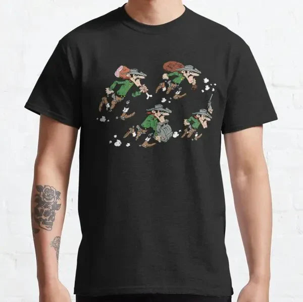 Lucky Luke Cartoon Daltons Tshirt Retro T Shirt Grunge Men Clothing Harajuku Anime Shirt Ropa Hombre Roupas Masculinas Camisetas