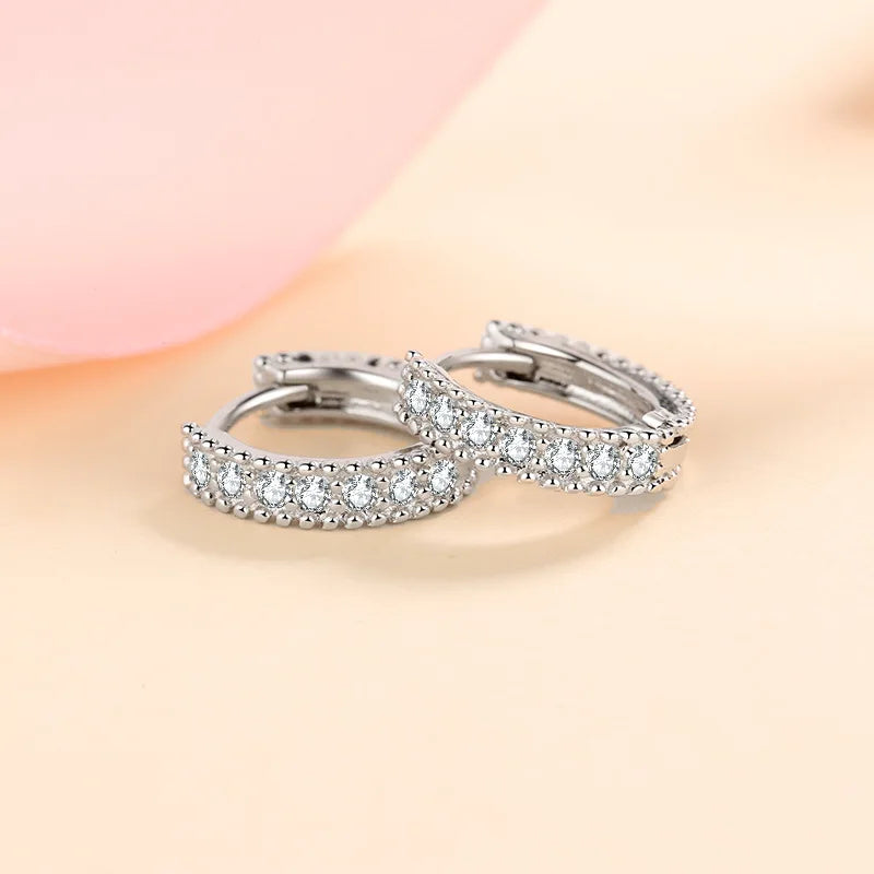 Luxury Designer 0.14CT Full Moissanite Hoop Earrings S925 Sterling Silver Earring For Women Party Wedding Fine Jewelry Gift