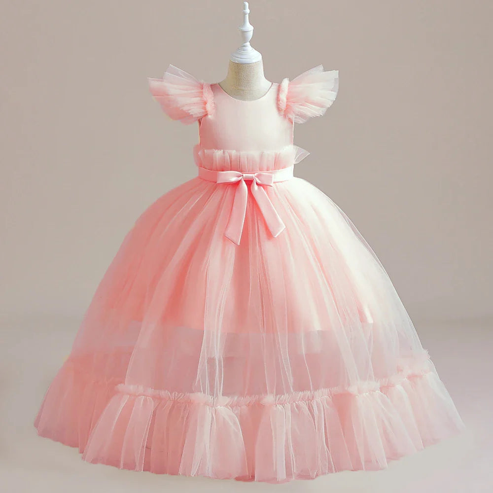 Summer Baptism Bridesmaids Girls Party Dresses Elegant Tulle Wedding Birthday Princess Prom Dress Girl First Communion Vestidos