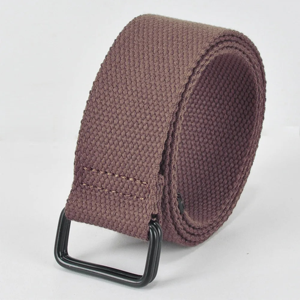 Fashion Free Punch Canvas Belt Cotton Canvas Cloth Fabric Buckle Belt Double Ring Buckle Best Canvas Belts Men's