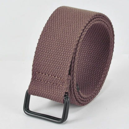 Fashion Free Punch Canvas Belt Cotton Canvas Cloth Fabric Buckle Belt Double Ring Buckle Best Canvas Belts Men's