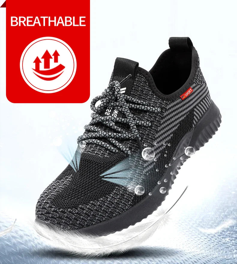 Safety shoes, breathable lightweight work shoes, puncture-resistant and smash-proof protective shoes, steel-toe shoes