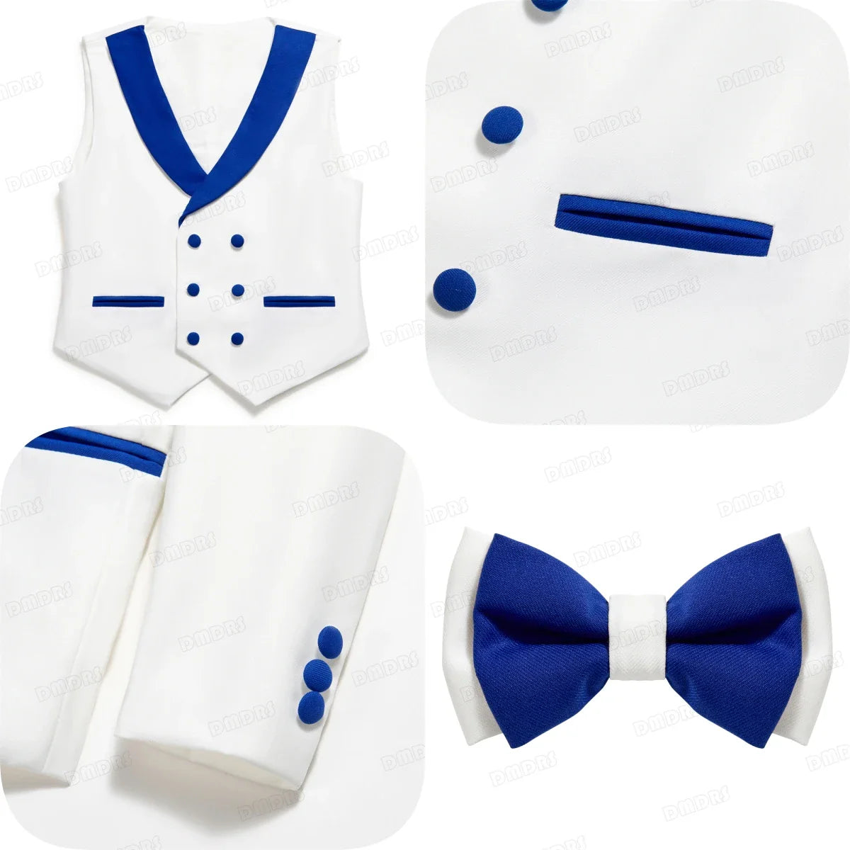 Royal Blue 4 Pieves Smart Boy's Suit Set, Kids Formal Tuxedo Jacket Vest Pants Bow-tie 24 Hours Ship Wedding Ring Bear Piano