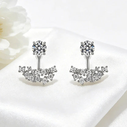 D Vvs1 Test Passed Full Moissanite Stud Earrings for Women Real 925 Silver Sparking Wedding Party Bridal Jewelry Gifts