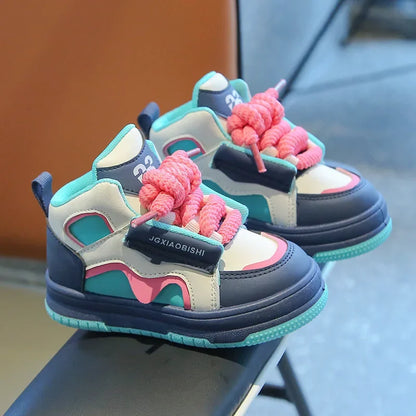 Children Tennis Shoes Spring Autumn Patchwork Leather Sports Shoes for Boy Girl Causal Versatile Kids Fashion Running Sneakers