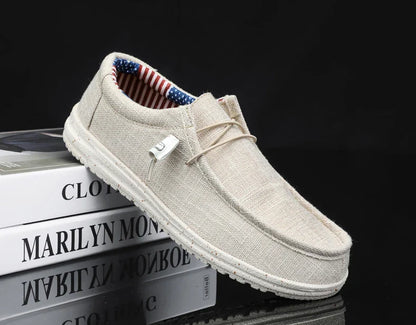 Men Casual Canvas Shoes Mens Loafers Breathable Slip on Flats Male Vulcanized Shoes Driving Shoes Plus Size 47 Walking Sneakers