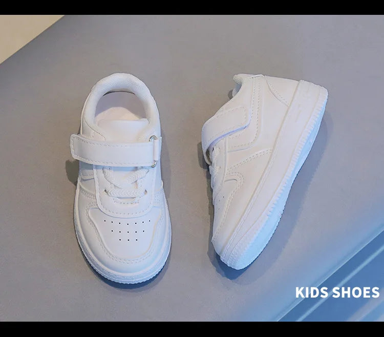 Tenis Sneakers Kids Spring/Autumn New Boys Girls Sports Shoes Casual Board Shoes Leather Soft Soled Children Small White Shoes