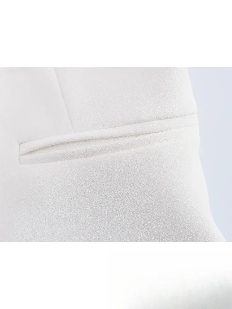 Casual Women Solid Tops Asymmetric V-Neck Single Breasted Pockects Sleeveless Vest Fashion 2025 Autumn Blazer Tops
