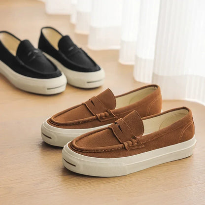 Men's Vulcanized Shoes: Niche, Light Luxury, Solid Color, Retro Style, Flat Heel, Split-on, Lazy Soft-soled Casual Walking Shoes